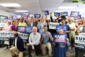 Tim Kaine Instagram - Great energy in Sterling today as we celebrated @VADemocrats’ 7th coordinated campaign office opening in Virginia.

#VA10 has an incredible nominee in @SuhasforVA. Can’t wait to help send him to Congress and keep Virginia blue up and down the ballot this November!