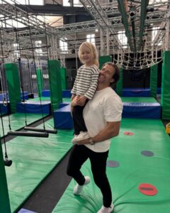 Tim Robards Instagram - It took us nearly 6 hours to get to Newcastle… 😅😅 Started with Elle needing to crap just as we hit the freeway, then 20 mins in creeping traffic on freeway with Ruby screaming out of control and felt so helpless… then realised we forgot her sleep suit so diverted off freeway again, 30 mins running shop to shop, finally found one in Tuggerah, then as we drove off realised the tag lock thing was left on it… back in we go… then hit the freeway, only to have something fall off a truck or car and run over it at 110km/h and blow out the front tyre. 
Changed over to the space saver after unpacking and repacking the car 3 times and pinching my arm in the boot which killed! 
Spent 3 hours the next day ringing around for that size tyre and no one had it… except one… well, different brand but will do the job… thanks Jax in Newy! 
Pissed down rain for 24 hours but we made the most of it haha and had some nice time with my family up there! Had some fun at Ninja park and the old museum, Elle loved it! Stayed in the old council building which has now been converted into a slick little hotel.
Had maybe the BEST ‘old fashioned’ cocktails I’ve had… @rombergsnewcastle superb!