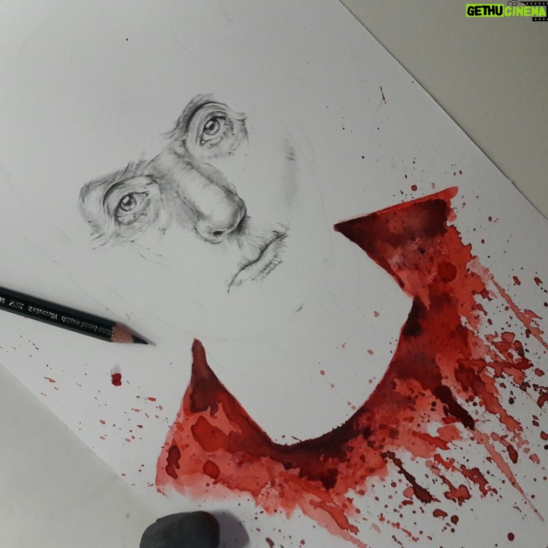 Tobin Bell - 2.2K Likes - Such a fan of this European wanderer's work. Here's the early stage of @celiagal7's painting of me from a few years back. Thank you my dear Polish friend! Are you home yet? 😊 #artist #painting
