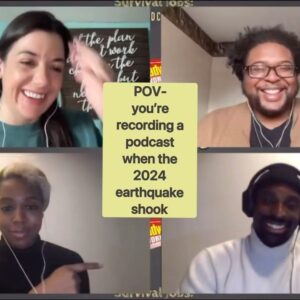 Toby Onwumere Instagram - Y’all remember #earthquake2024? ? Well, we were in the middle of recording our most recent episode with @naomilorrain and @tobyonwumere who are currently starring in #Jordans at @publictheaterny !

Check out #episode87 to hear all about JORDANS and see how cool everyone plays it off during a literal earthquake!