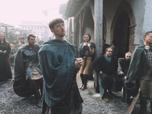 Toby Regbo Instagram - Wrapped on TLK season 2! Here's @northcotej looking particularly holy. Photo cred @federmanas