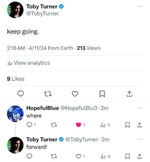 Toby Turner Instagram - do not give up.
