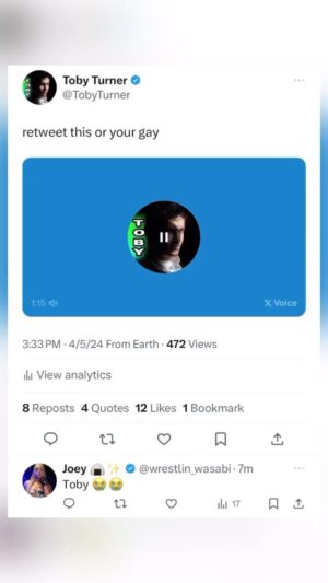 Toby Turner Instagram - share this or ur gay (which is fine, don’t be a bigot)