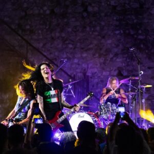 Todd Kerns Instagram - Great opening night for the @heroesandmonstersband Raw Power Summer 2024 tour last night in a castle! The legendary Castello DI Soiano in Soiano Del Lago, Italy. So beautiful. So much for escaping the Vegas heat. It’s is 97 degrees in Imola right now where tonight’s gig is. It says ‘real feel’ 102. Feels every bit as hot as Vegas because of the humidity. No complaints. Neither sleet nor snow nor a raging heat wave can stop the RAWK. So good to see so many friendly faces here in Italy. Note the Italian DAMMIT shirt. It’s all about showing the love. Very much looking forward to tonight. Happy Thursday wherever you are! #heroesandmonsters #stefburns #willhunt #italy #italy🇮🇹 #italia #italia🇮🇹