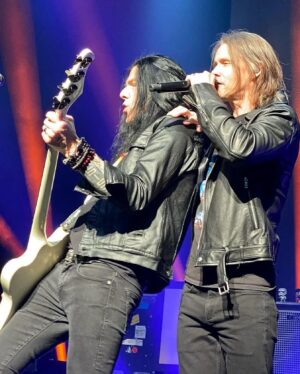 Todd Kerns Instagram - Good guys wear black. March 2nd 2024 in Osaka, Japan with my homeboy @officialmyleskennedy who has an amazing new single out with a solo album to follow. I love watching the homies split off and do amazing things. The weekend is HERE! I hope yours is amazing. Tonight I’m at @hrcvegasstrip with the @rock_vault fam one last time before a week off. I haven’t had a week off in a long time so we are gonna make the most of it. Happy Saturday! #smkc #myleskennedy #osaka #japan #2024