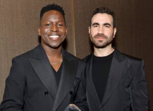 Toheeb Jimoh Instagram - Last night I recieved my first acting award at the @criticschoice Celebration of Black Cinema and Television event 🖤💫 I couldn't have asked to be introduced by anybody better than @mrbrettgoldstein (his speech nearly made me cry but I firmed it) - It was such a special night for all of my family (Mum, Dad, Brother and Grandma😂) here's to many more!! 🙌🏿🙌🏿

Look 👔   jewellery 💎: @newbottega
Styled by 💫: @ysmnsabri and @romel.doyle
Make up 💅🏿: @chousner
Hair ✂️: @theshaveplace

#TedLasso #criticschoiceawards #samobisanya #toheebjimoh