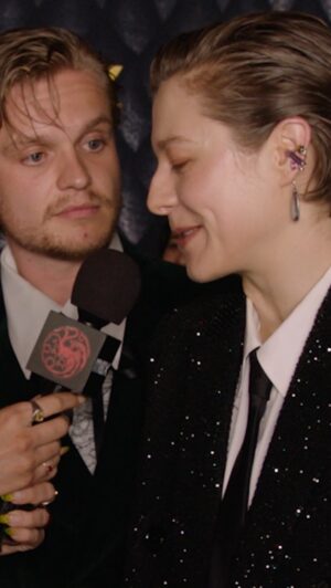 Tom Glynn-Carney Instagram - Emma D’Arcy with Tom Glynn-Carney, discussing the realities of living in Westeros with @hellotefi. #TeamBlack #TeamGreen #HOTDS2PREMIERE