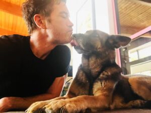 Tom Pelphrey Instagram - I had to say goodbye to my guy. 

I got Blue on Xmas eve, 2018.  Blue had been at a rescue for over a year, and in that time had been adopted and returned at least 3x, fostered and returned at least as many.  He was living in a kennel and “too aggressive” to have a home. 

I knew this was my guy.  Blue and I got to work Day 1…. long walks, training sessions, stability, repetition.  Love.  A lot of love.  He was the most beautiful dog I’ve ever seen.  It was slow going at first… I wasn’t sure if I would be able to have people to my apartment ever again- I didn’t care.  A month after I got him the kind lady who owned the rescue called me to check on Blue.  I told her 
“We have work to do but he’s smart and he’s a great dog”
“So you’re keeping him?”
“Of course I am”
She broke down crying on the phone. 

Blue went everywhere with me.  I stopped flying for work- I drove to every job with Blue.  All over the country and back.  In our years together I often wondered if he even thought we had a “home”- we were constantly on to a new job and a new city.  The only constant was that we were always together.  ALWAYS.  He was my home.  And I was his. 

6 months later he was friends with my friends.  A year later and Blue was almost unrecognizable.  He was always my sweet Blue to me… now he was just more Blue, less Fear.  It’s amazing what some love and stability can accomplish.  Blue was teaching me, and I didn’t really know it yet. 

Two years ago I met Kaley and everything changed.  We had a family!  We settled into a home.  And the fearsome, snarling Blue became the most gentle ‘Shepard’. He came into a family full of small dogs 1/10 of his size, and he was patient and loving with all of them.  He played ball with our baby girl Matilda… he played more gently and softly with her than the most cautious parent.  He saw we were settled, he saw that I had learned the lessons I thought I was teaching him… 

He was by my side the entire time (literally)… protecting me and guiding me into a new, fuller life.  I guess that’s what Shepards do.  I held him at the end. 

I’m heartbroken.  I’m full of gratitude to God for every second with one of His angels. 💙🙏💙🙏💙🙏💙