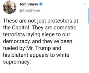 Tom Steyer Instagram - Praying for the safety for all the staffers and citizens in D.C.