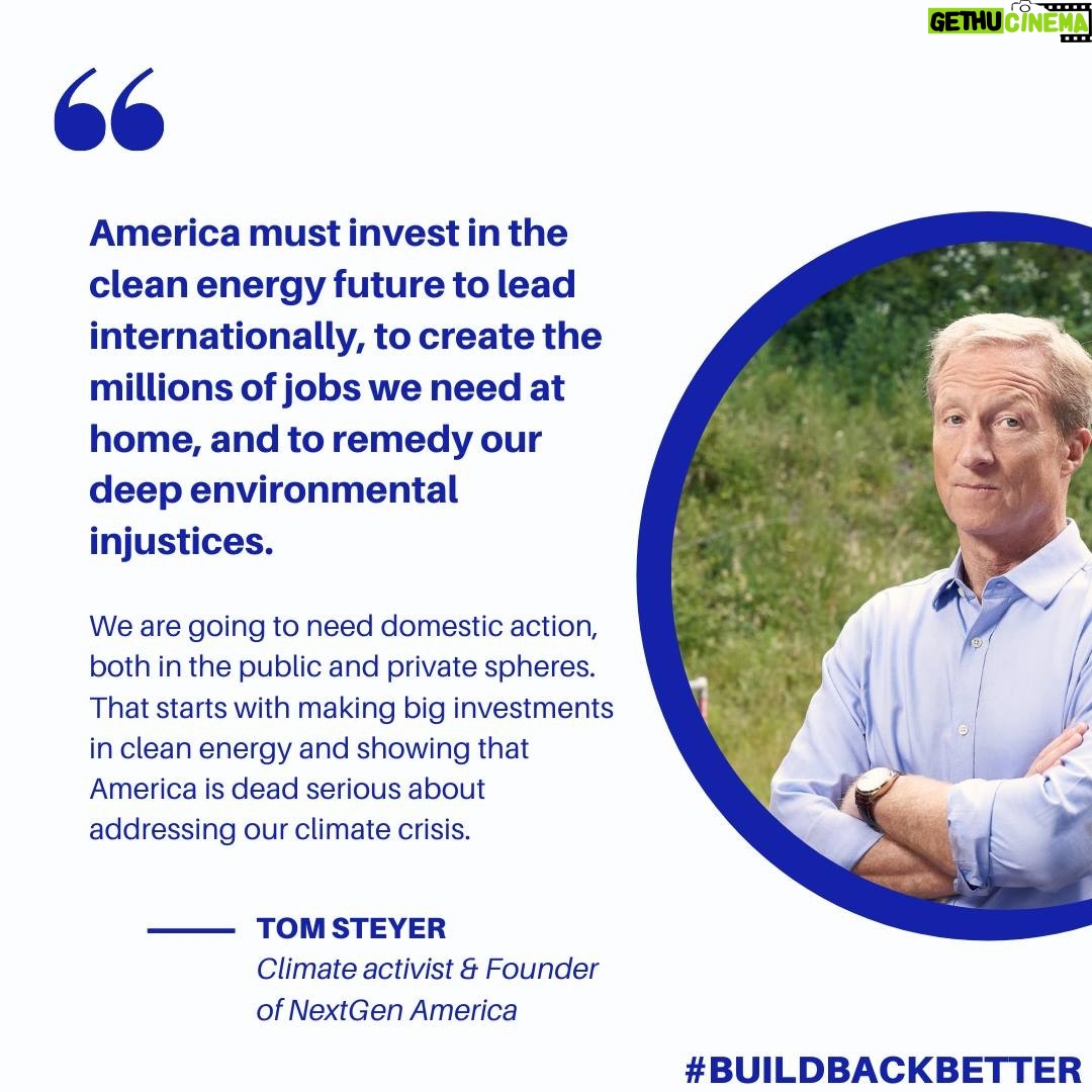 Tom Steyer - 881 Likes - Democrats in Congress & @POTUS passed the American Rescue Plan, bringing much-needed relief to millions.
Next: Rebuilding our economy with bold investments in infrastructure to create millions of good-paying clean energy jobs. #BuildBackBetter
Learn more at thegreatamericanbuild.com