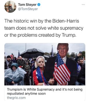 Tom Steyer Instagram - We must work towards deep racial healing by telling the truth of our past and how it impacts the inequities our present if we want a more equitable future 🇺🇸