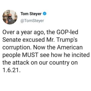 Tom Steyer Instagram - Today is about all of us, 320 million Americans, and what we should expect from our leaders. We must judge Mr. Trump's actions because history will be judging us.