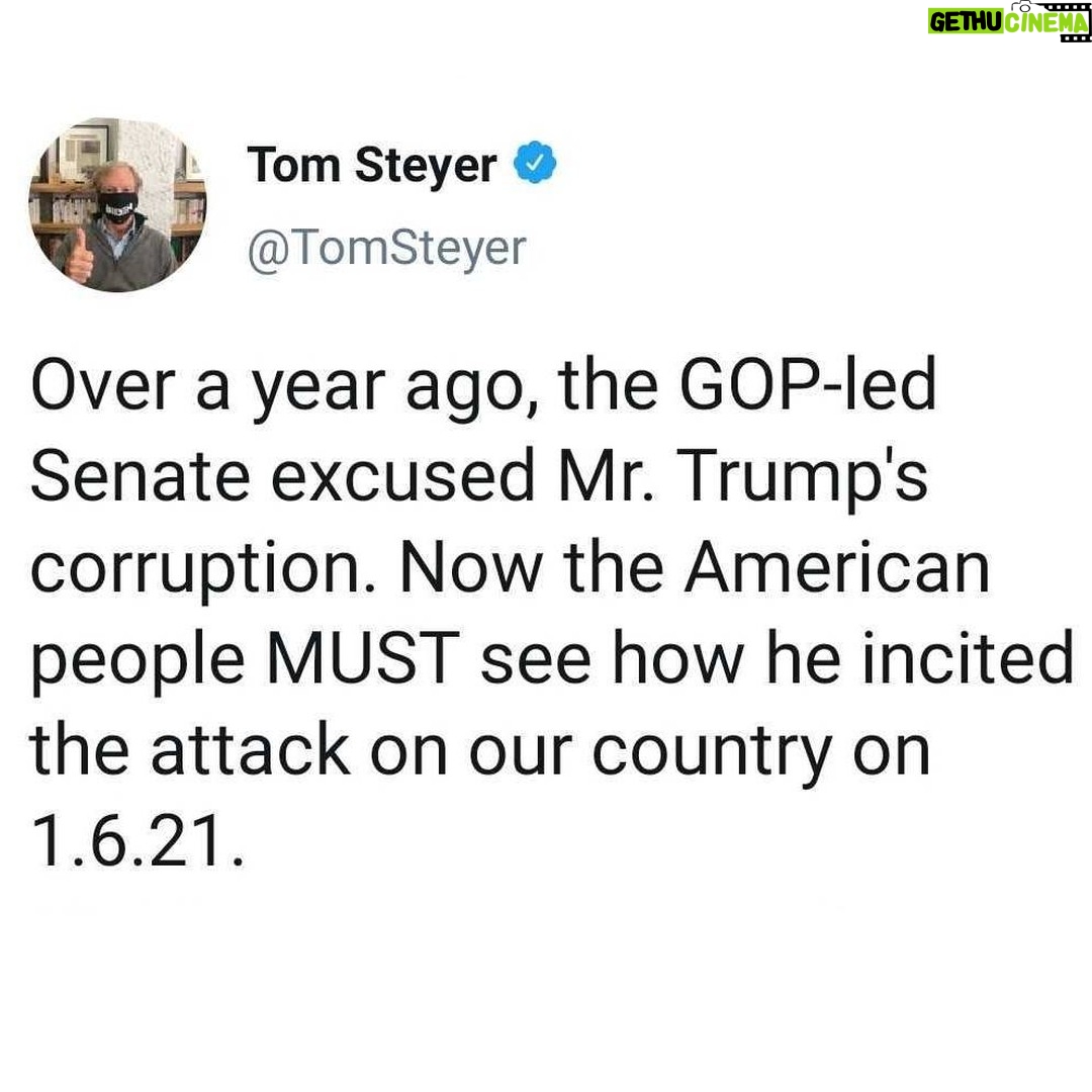 Tom Steyer - 2K Likes - Today is about all of us, 320 million Americans, and what we should expect from our leaders. We must judge Mr. Trump's actions because history will be judging us.