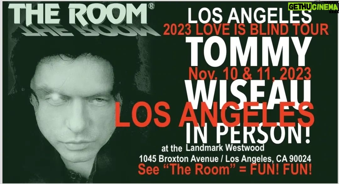 Tommy Wiseau - 3.3K Likes - Today's words:..away?...rejoice?..Love you all, tW
Los Angeles !!! I'LL SEE YOU IN 5 DAYS !!! Q&A FOR EVER SCREENING LETS TAKE PHOTOS TOGETHER !!!🏈❤️🙌 LETS CREATE SUPREME MEMORIES !!!
****** Los Angeles / Landmark Theater "The Room" Nov. 10, 11, 2023🏈🐶🌹
Type in on Google: Westwood tommy Wiseau in person
****** Los Angeles / Landmark Theater "Big Shark" Nov. 10, 11, 2023🏈🐶🌹
Type in on Google: Westwood tommy Wiseau in person Big Shark, and SELECT DATE
Los Angeles Screening: 5 DAY COUNTDOWN
--------
CHICAGO !!!! I'M COMING TO YOU NOVEMBER 17 & 18, 2023 !!! Q&A FOR BOTH SCREENINGS !!! LETS HAVE FUN !!!
*** Chicago / Music Box Theater "The Room" Nov. 17🏈🐶🌹
Type in on Google: music box tommy Wiseau in person
*** Chicago / Music Box Theater "Big Shark"Nov. 18 🦈
Type in on Google: music box big shark tommy Wiseau in person
Chicago Screening: 12 DAY COUNTDOWN
