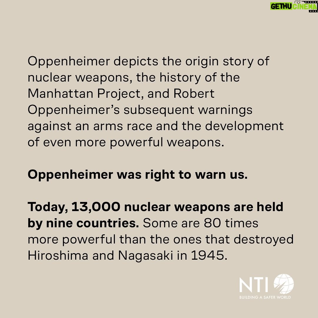 Tony Goldwyn - 8.3K Likes - We don’t have to live with nuclear weapons forever. The last time we faced a dangerous nuclear arms race, the world spoke up and we eliminated 80% of global nuclear arsenals. We can finish the job and create a world that is safe, more just, and more peaceful. Together, we can #MakeNukesHistory #Oppenheimer #oscars