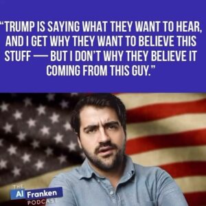 Trae Crowder Instagram - 👂LISTEN: “Trump is saying what they want to hear, and I get why they want to believe it— but I don’t get why they believe it coming from this guy.”

TN’s own ‘Liberal Redneck’ @officialtraecrowder to @alfranken about why rednecks bought into the Trump con.

FULL: https://youtu.be/0d_YjKZwDYk?si=b1kt623lb5ljHCM6