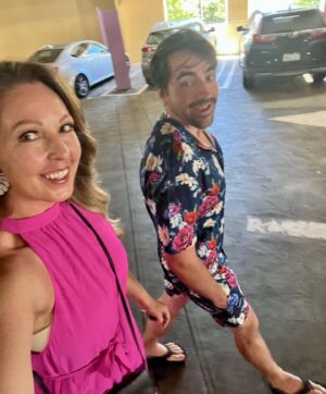 Trae Crowder Instagram - I been on the road for most of the last two weeks so we’re a little late to the Barbie party but we made it (movie was awesome and don’t ask me why she got me this romper-thing like two years ago but she did).