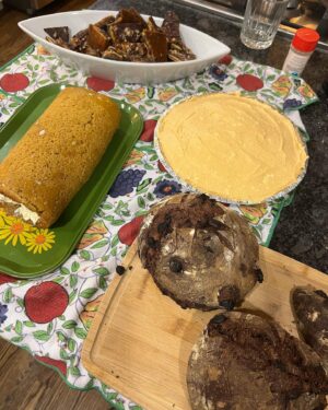 Travis McElroy Instagram - Look ye upon my pumpkin roll, my dark chocolate sourdough loaf, my pumpkin chiffon pie, my popularity cookies.