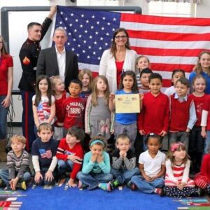 Trey Gowdy Instagram - It was great visiting Paris Elementary School this morning to present the kindergarten class with a new American flag. Thank you to the two Marines who helped raise the flag. (Photo courtesy of Greg Moss)