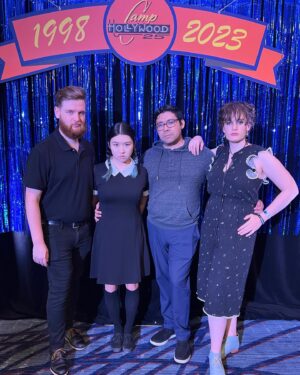 Tricia Fukuhara Instagram - “Are you Wednesday?”
“No… I’m Thursday.” 😐

#boooooo

#camphollywood #wednesdayandpugsley #lindyhop #camphollywood25 #lindygroove