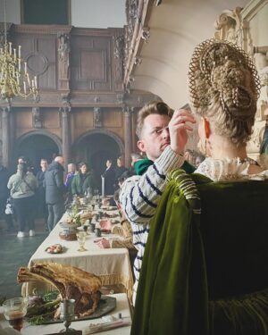 Trine Dyrholm Instagram - Mary & George - Queen Anne of Denmark 
Swipe for close ups and behind the scenes..

These are some variations of my favourite hairstyle for @trinedyrholmofficial as the Queen. Possible one of the hardest wig stylings I’ve ever had to do… The whole look was created with just the wig hair (only additional is the trellis trim) and a lot of hope… When our amazing Hair and Make Up Designer @paulgoochmakeupandhair suggested this for a style, I was terrified and excited. How to create tiny waves, in semi circles that all match up? Up a frame?!!! It took a lot of concentration, patience, a small Marcel tong and zero interruptions! (Before anyone zooms in, wig lace at sides was purposely left unglued to allow for Trine’s expressive broad smiles… 😃) 

Gorgeous make up by @inezella_makeup 

Trine was an absolute dream to work with. Thank you so much for your patience, care and professionalism. And the laughs!!!

Huge thank you to Paul Gooch for asking me to be your Key Hair within your fabulous team on this wonderfully epic project ❤️❤️❤️

Stunning costumes by @annieruthsymons 

And thank you Director @oliver_hermanus  for appreciating the backs of hairstyles and including them in shot! 🥰

@herapictureslondon @skytv @maryandgeorgenews #skytv #maryandgeorge #keyhair #periodhair #periodhairstyling #hairstylist #wigstylist #jacobeanhairstyle