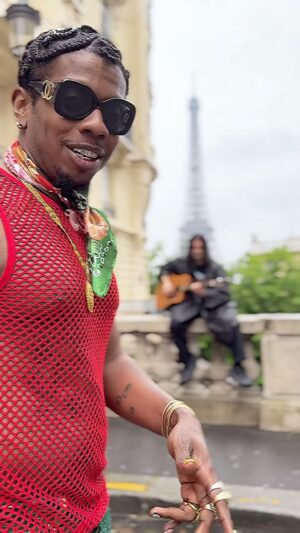 Trinidad James Instagram - Eiffel of Myself Right Now . 🇹🇹🕺🏿🇫🇷 🔋🔋🔋🔋🔋🔥

@adamvadel 🔥🔥🎸 

Pants - @jsy.studios @paradise.jsy 🧣 shoes 👟- @hommewrk ✏️