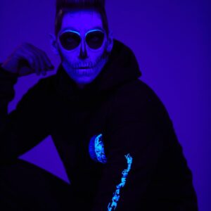 Troy Baker Instagram - This was a real treat and totally worth the two hours in the chair. (Shout out to @jessiebishopmakeup !)
This line is a good reminder that life is precious. 
That it’s beautiful.
That I should cherish it.
To not be afraid of the darkness. 
To be brave enough to stare it in the face and say “You’re cute...but not today.”

Check out the rest of the line. 
Link in my story.