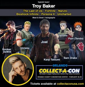 Troy Baker Instagram - #Orlando! Let’s get down this weekend at @collect_a_con 
We’ll talk #TheLastofUs have a few laughs, shed a few tears. 
See you Saturday & Sunday! 🤘🏻😜