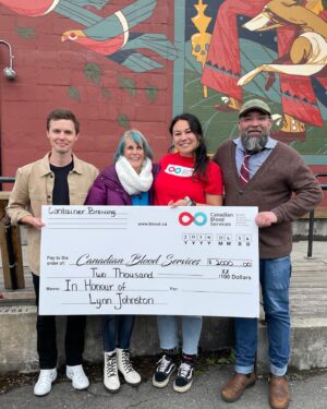 Tyler Johnston Instagram - Wanted to thank everyone who attended the launch of Lynn’s Lite Lager last month at @containerbrewing. We raised just under $4,000 in total on June 16th for Lynn’s charity of choice. Canadian Blood Services was on site and signed up more than 20 new blood donors!

If you’re looking to donate blood for the first time, or if you haven’t donated in the last while, please visit www.blood.ca and we welcome you to join TEAMLYNN when prompted ❤️