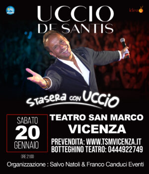 Uccio De Santis Instagram - Amiciiii segnate sul vostro calendario il 𝟐𝟎 𝐆𝐄𝐍𝐍𝐀𝐈𝐎 𝟐𝟎𝟐𝟒
Vi Aspetto al 𝐓𝐞𝐚𝐭𝐫𝐨 𝐒𝐚𝐧 𝐌𝐚𝐫𝐜𝐨 𝐝𝐢 𝐕𝐢𝐜𝐞𝐧𝐳𝐚 !
𝐏𝐫𝐞𝐯𝐞𝐧𝐝𝐢𝐭𝐚 𝐨𝐧 𝐥𝐢𝐧𝐞 ⬇️
https://www.tsmvicenza.it/programmazione/uccio-de-santis-stasera-con-uccio
𝐁𝐨𝐭𝐭𝐞𝐠𝐡𝐢𝐧𝐨 𝐓𝐞𝐚𝐭𝐫𝐨 
0444 922749