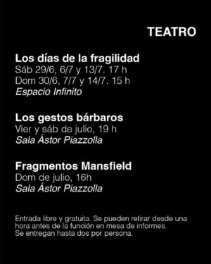 Valentina Bassi Instagram - 🎭 LOS GESTOS BÁRBAROS

Una variación sobre los vínculos familiares, un intento de entender el amor y el horror de ser familia.

✅ Valentina Bassi
✅ Francisco Bertín
✅ Matilde Campilongo
✅ Laura Novoa
✅ Ignacio Rodríguez de Anca

Autor: Juan Ignacio Fernández
Dirección: Cristian Drut

📆 Viernes y sábados de julio, 19 h
📌 Sala Astor Piazzolla
🔖 Entrada gratuita

La entradas se retiran desde 1 hora antes de la función en Informes (primer piso)
Se entregan hasta dos entradas por persona
El ingreso a la sala es por orden de llegada
Luego de comenzado el espectáculo no se podrá ingresar a la sala

@losgestosbarbaros_obra @francisco.bertin @nachorda
@matildecampilongo @novoalauraok @bassivalentina_
@cristiandrut @jif77 @yaninamartino
#teatro #ccb