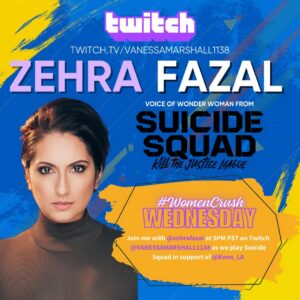 Vanessa Marshall Instagram - Join me Wednesday March 27th at 5pm PDT for #WomenCrushWednesday with @zehrafazal as we play Suicide Squad in support of @keen_la! Links in bio! Xo 🩷🎮👾