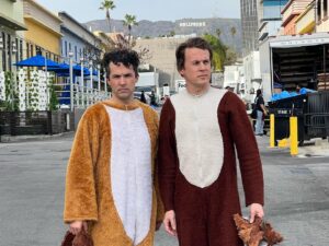 Vegard Ylvisåker Instagram - As you can see, our trip to Hollywood to shoot the commercial for @ubereats has made us euphoric and joyful. No use in trying to harness the bubbling emotions that are obviously cooking inside these 40 years old male Norwegians. This trip also sparked a new interest in the fascinating sport American Football. May the best of the two gentlemen competing this afternoon win!