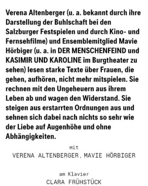 Verena Altenberger Instagram - 🥰 cute date idea 🥰
Ihr sucht nach dem idealen Valentinstags-Geschenk, das alle Boxen tickt, wie man so schön sagt?

Dann schenkt doch 2 Karten für die Lesung "Den Göttern in die Seele blicken" am Wiener Burgtheater am Donnerstag, den 15. Februar um 20:00 Uhr.

Es lesen Schauspielgöttin @mavie_hoerbiger_ und ich, am Klavier haut uns Musik-Ikone @clarafruehstueck um. Was sie mit dem Flügel anstellt, das ist wirklich unfassbar. Es liegt irgendwo zwischen zärtlich Liebe machen und ausuferndem Aggressions-Training und ich bin immer wieder baff, was ein Klavier kann, wenn frau es so richtig bedient 🔥

Also, folgendes: Ihr plant am Valentinstag ein nettes Dinner und verschenkt die Karten für den Folgetag an der Burg. Das lässt euch kulturell interessiert wirken (was ihr natürlich auch tatsächlich seid), hat den Touch Feminismus, den es immer und überall braucht (touch means 👊), ihr habt am 14. genug Zeit zum vög*ln, und seht euch am nächsten Tag gleich wieder. 👏 I d e a l. 👏

Abgesehen davon würd ich mich freuen, wenn am 15.2. die Funken fliegen im Burgtheater, wenn wir zusammen den Göttern in die Seele blicken. Wir lesen Bachmann 🔥 Jelinek 🔥 und @necatioeziri 🔥 Wir erforschen Frauen, Götter, Geliebte und Verlassene. Wir hassen, wir schimpfen, wir lieben, wir verzweifeln, wir ermuntern uns zu gehen, wir bleiben vielleicht trotzdem. Wir wollen nicht länger der Götter Töchter sein. Wir sind fortan der Verdammten Schwestern.

🩷 Vorverkauf startet HEUTE. Link siehe Bio und Story. 🩷