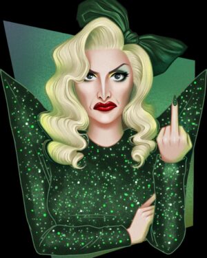 Veronica Green Instagram - DragCon is only 10 days away! Here’s a sneak peek at one of the images on my sticker sheets. With 2 sets to collect, what other looks do you think will be on each collection?
Come on down to to see me in booth C52 at the London Excel Centre on the 6th, 7th & 8th of Jan where I’ll be meeting & greeting, performing and debuting exclusive merch. 💚💚💚

Artwork by: @lukemarsh_