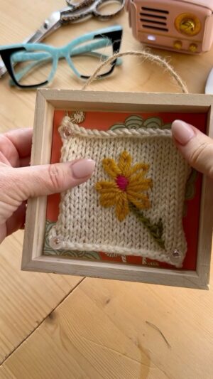 Vickie Howell Instagram - Who needs some flowers today? Sometimes it’s the littlest things that can be bright spots in our day. As stitchers, we all have swatches from different projects over the years. Let’s face it, some are too cute to not keep … and adore. Here’s a fun way to display those wee works!

The swatches here are samples of embroidered flowers for knitwear from my booklet, Embroider Knit! (Available on Etsy)

Are you interested in a virtual class on embroidering flowers onto your knitting and crochet project?