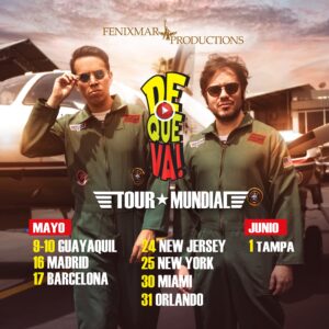Victor Arauz Instagram - POR PRIMERA VEZ EN LA HISTORIA!!🤩
NOS VAMOS DE GIRA MUNDIAL CON @dequeva_oficial 🥹🫶🏼👏🏼 
🇪🇨 Ecuador 
🇪🇸 España
🇺🇸 USA
PREPÁRATE!!!!! 🌎 ✈️ 🌍 
.
.
Aquí les dejamos las fechas confirmadas… Cuidado se quedan sin entradas!! 😱🤩
🎟️ Entradas ya a la venta en @fenixmarproductions 🎟️
