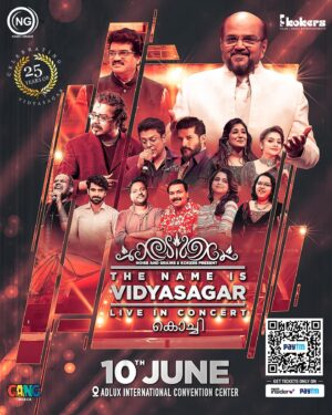 Vidyasagar Instagram - “The Name Is VIDYASAGAR 🎶”, Live in concert, Cochin 🛶
#25yearsofcelebration

10th June 2023 at Adlux International Conventional Centre 📌

Tickets @insider.in ( Link in bio )

@vidyasagarmusicofficial 
@noiseandgrains
@gangmedia_offl 
@kokersmediaentertainments
@karya2000
@itisveer 
#NoiseandGrains #Liveinconcert #Cochin #paytminsider #vidyasagar #vidyasagarmusic
