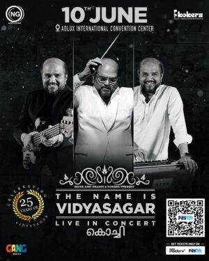 Vidyasagar Instagram - It’s time to witness the legend perform his legacy live. “Rescheduled date 10/06/2023”💥

“The Name Is VIDYASAGAR 🎶”, Live in concert, Cochin 🛶
#25yearsofcelebration

Venue : Adlux International Conventional Centre 📌

Tickets open now @insider.in ( Link in bio )

@vidyasagarmusicofficial 
@gangmedia_offl 
@kokersmediaentertainments
@karya2000
@itisveer 
#NoiseandGrains #Liveinconcert #Cochin #paytminsider #vidyasagar #vidyasagarmusic