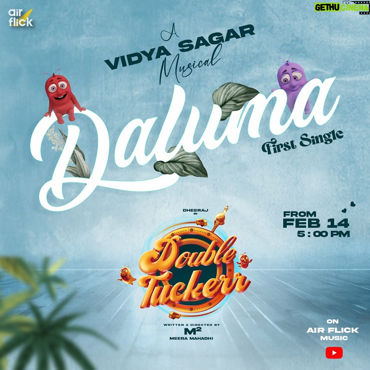 Vidyasagar - 1.7K Likes - Hey All Dalumas ❤️
Extremely delighted to present you all the first single #Daluma from my new film #DoubleTuckerr.
👉https://youtu.be/_AsTiWlLtAM
Directed by @meeramahadhi
@dheeraj.doc
@smruthivenkatofficial @yashikaaannand
#MSBasker @shivashahra_official
@actorkarunakaran @kaaliactor
#Munishkanth #SunilReddy
#Kovaisarala @georgevijayactor @cinematographer_gautham @editor_vetri
dr.vinothinipandian @sync.cinema @amrahmathulla @baywoodvfx @retrotylerart @leelavathimaster @sethu_cine @danger.mani.73
@cha._n._dru @sathish_pro