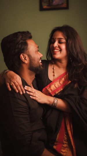 Vijay Kumar Instagram - We’ve known each other for 8 solid years 🫣 
Still whenever I see you look at me I get butterflies 🦋 
Here’s to another year of laughing together, messing up together and fighting together ♥️ 
I want to do it all over and over again 🧿 with you . 
This year is going g to be a full on damaka with beautiful memories and more surprises. 
Cheers to us 🥂 @vijayviruz ( my Marito 😘) 
…
..
Vc @nishaanthshiva