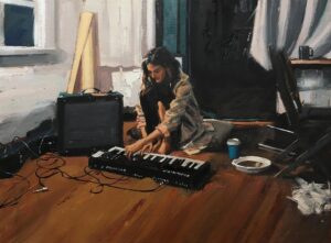 Vince Giarrano Instagram - My painting of @laurakampman - an amazing musician and photographer 🎨

#contemporarypainting #fineart #painting #music #interior #fakelake #contemporaryportrait #art #portrait #oilpainting #allaprima
