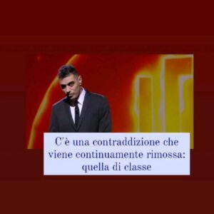 Viola Carofalo Instagram - Perche la povertà viene considerata una colpa e una vergogna?
C'è una contraddizione che viene continuamente rimossa: quella di classe.
Puoi (in teoria, ancora in ambienti "eletti", ovvio) essere ciò che vuoi, tranne che povero.
Ma perchè? Forse anche perchè è l'unica "differenza" che non può essere messa a frutto, a valore, che non può essere trasformata in marketing: lo abbiamo visto fare con il genere, con la "razza"*, ma non puoi farlo con la classe. Perchè manca il potere d'acquisto,  perché non è un pubblico di acquirenti interessante, perché quella contraddizione (ma questo è un discorso più ampio) è insanabile.
Da qui la vergogna: devi vergognarti perché non puoi comprare,ma solo, all'interno, se hai ancora qualcosa da vendere,  essere comprato. 

*uso il termine in senso storico, evidentemente

@kingmarracash