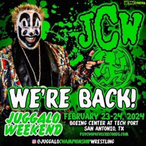 Violent J Instagram - Mayhem, Blood, Chairs, and Death – JCW is BACK for Juggalo Weekend! Who’s down for the chaos?

Follow @juggalochampionshipwrestling for updates 

(TICKETS ON SALE NOW)

Choose between individual day passes or treat yourself to the full adventure with the convenient 2-day package, which includes tickets for both days!

 LINK IN THE BIO AND BELOW 👇
🔗 https://is.gd/JuggaloWeekend2024Tickets

Weekend Package Deal 👇
🔗 https://is.gd/JuggaloWeekendPackage

(DOOR TIME 3:00 PM) ALL AGES!

STAY TUNED TO ALL OF THE ICP SOCIAL MEDIA PAGES FOR MORE JUGGALO WEEKEND DETAILS DROPPING SOON! WHOOP WHOOP!

#insaneclownposse | #juggaloweekend