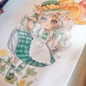 Wakana Instagram - ちょっと目力強めの子になってしまったけど
なんとか完成できそう〜！
#illustration 
#wip #watercolor 
#イラスト
