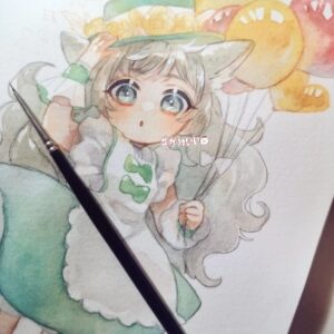 Wakana Instagram - ちょっと目力強めの子になってしまったけど
なんとか完成できそう〜！
#illustration 
#wip #watercolor 
#イラスト