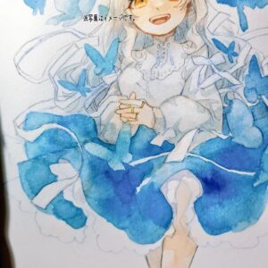 Wakana Instagram - 青いフレアスカート
#watercolor 
#illustration