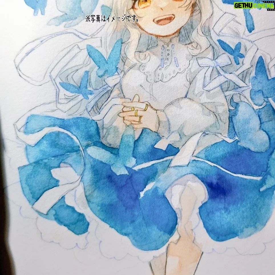 Wakana - 144 Likes - 青いフレアスカート
#watercolor
#illustration
