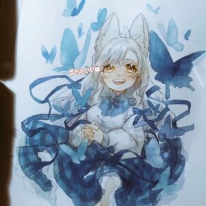 Wakana Instagram - 青いフレアスカート
#watercolor 
#illustration