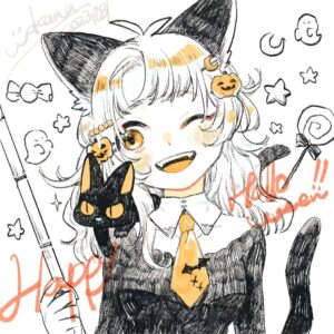 Wakana Instagram - 🐈‍⬛🎃🍬
#ハロウィンイラスト 
#ハッピーハロウィン2023
#illustration #halloween